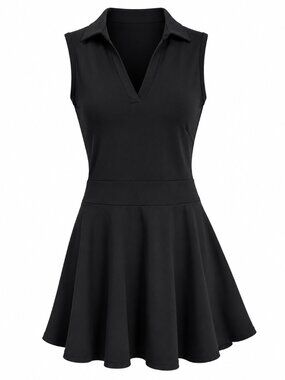 Black Sleeveless Athletic Polo Tennis Dress Women’s XL
